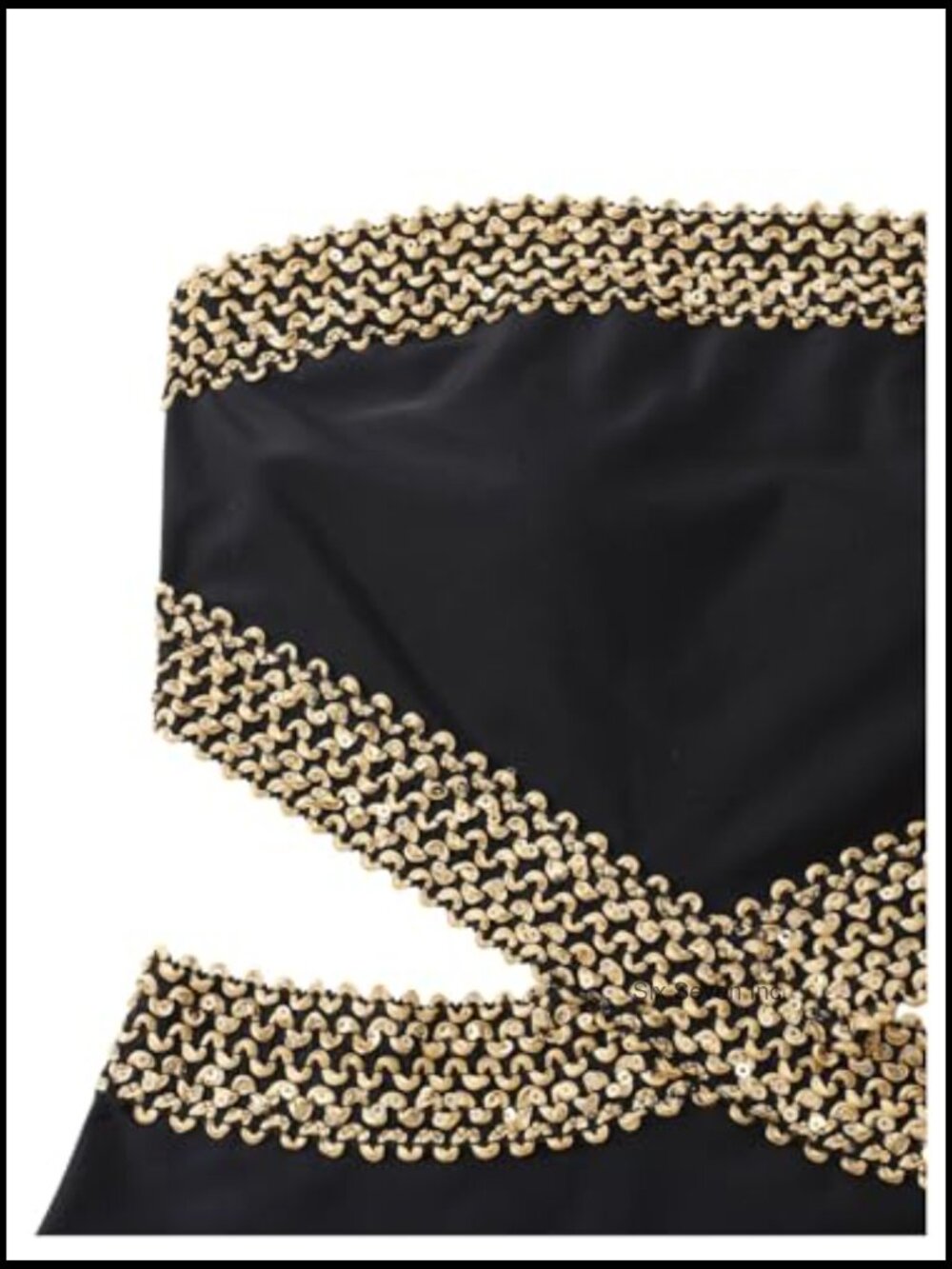 Stitch Detail Strapless Cut Out One Piece Swimsuit Bandeau Bathing Suit - Picture 5 of 5
